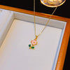 Necklace Titanium Steel Copper Dripping Oil Flower Pendant Light Luxury Women's
