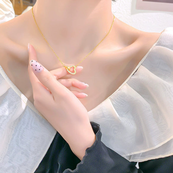 Necklace Titanium Steel Copper Flower Pattern Electroplating For Women