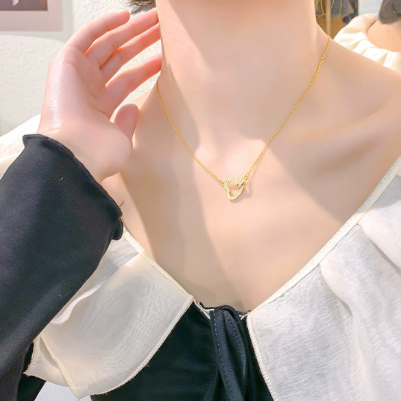Necklace Titanium Steel Copper Flower Pattern Electroplating For Women