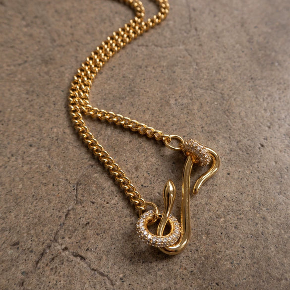 Necklace Titanium Steel Copper Geometric Animal Retro Electroplated Pendant Marquise Paper Clip Chain