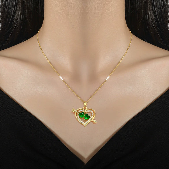 Necklace Titanium Steel Copper Geometric Arrow Through The Heart Design