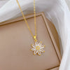 Necklace Titanium Steel Copper Geometric Cartoon Minimalist Style Eightpetal Flower Bud Design