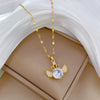 Necklace Titanium Steel Copper Geometric Crown Wings Design