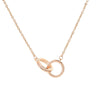 Necklace Titanium Steel Copper Geometric Double Ring Full Diamond O Word Chain Women's