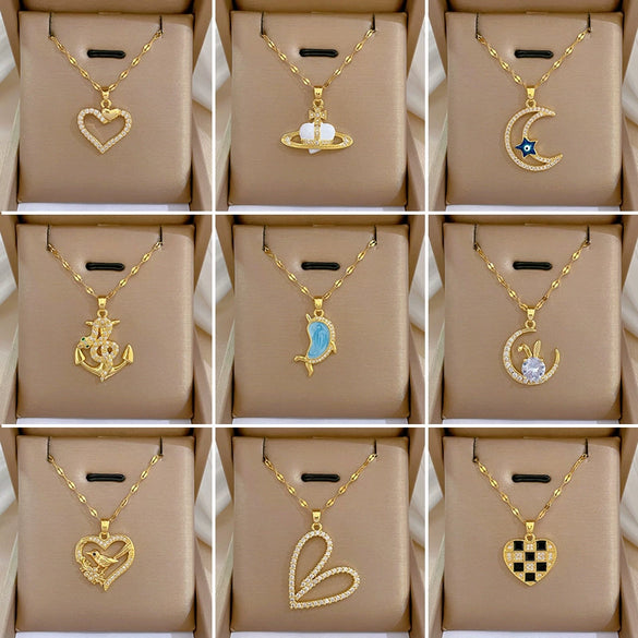 Necklace Titanium Steel Copper Geometric Electroplating Women's