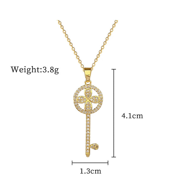 Necklace Titanium Steel Copper Geometric Flower Key Light Luxury Elegant Gorgeous Unisex