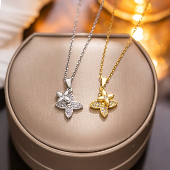 Necklace Titanium Steel Copper Geometric Inlaid With Gold O Chain Women's Light Luxury