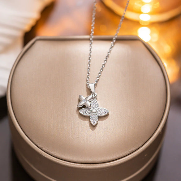 Necklace Titanium Steel Copper Geometric Inlaid With Gold O Chain Women's Light Luxury