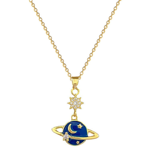 Necklace Titanium Steel Copper Geometric Light Luxury Planet Galaxy Style