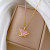 Necklace Titanium Steel Copper Geometric Love Pink Cartoon Style
