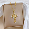 Necklace Titanium Steel Copper Geometric Microinlaid Real Gold