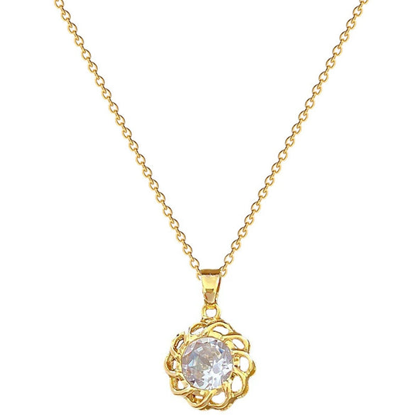Necklace Titanium Steel Copper Geometric Rotating Zircon Light Luxury Unisex