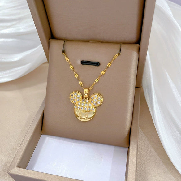 Necklace Titanium Steel Copper Geometric Style Cute Mouse Pendant