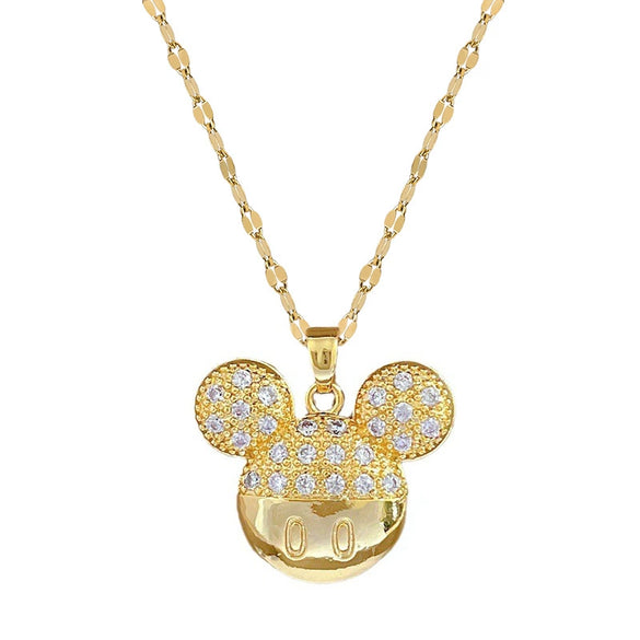 Necklace Titanium Steel Copper Geometric Style Cute Mouse Pendant