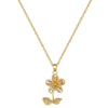 Necklace Titanium Steel Copper Geometric Style Green Leaf Flower Full Diamond