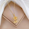 Necklace Titanium Steel Copper Geometric Style Green Leaf Flower Full Diamond