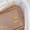 Necklace Titanium Steel Copper Geometric Style Green Leaf Flower Full Diamond