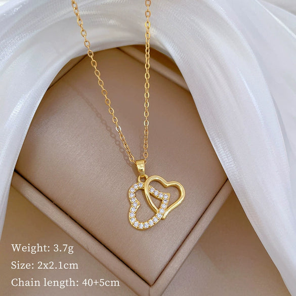Necklace Titanium Steel Copper Heart Geometric Light Luxury Elegant Gorgeous Allmatch Clavicle Chain Unisex