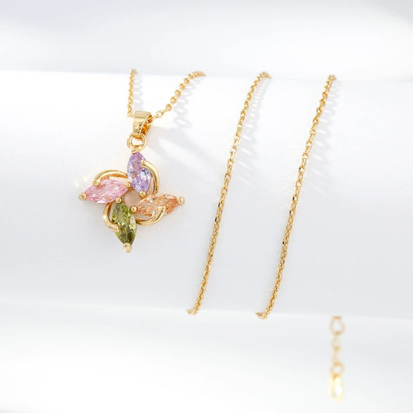 Necklace Titanium Steel Copper Inlaid Zircon Geometric Vacuum Plating Fashion