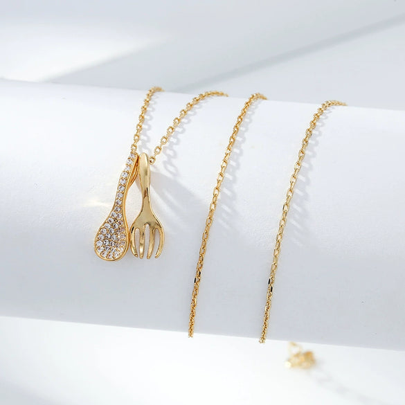 Necklace Titanium Steel Copper Inlaid Zircon Geometric Vacuum Plating Fashion