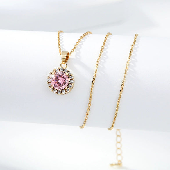 Necklace Titanium Steel Copper Inlaid Zircon Geometric Vacuum Plating Fashion