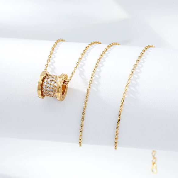 Necklace Titanium Steel Copper Inlaid Zircon Geometric Vacuum Plating Fashion