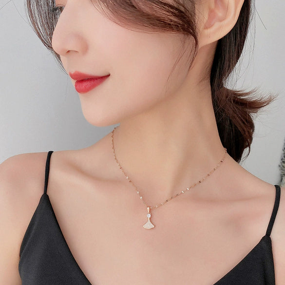 Necklace Titanium Steel Copper Inlaid Zircon Geometric Vacuum Plating Fashion