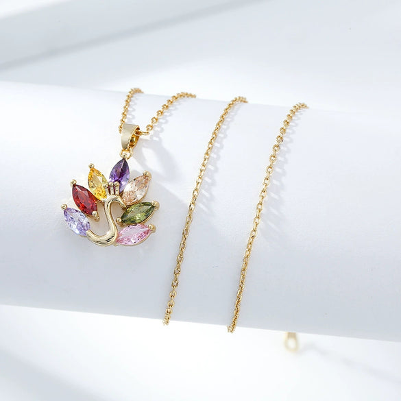 Necklace Titanium Steel Copper Inlaid Zircon Geometric Vacuum Plating Fashion