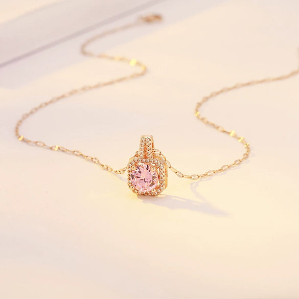 Necklace Titanium Steel Copper Inlaid Zircon Geometric Vacuum Plating Fashion