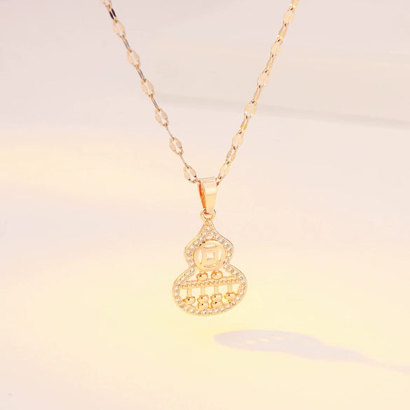 Necklace Titanium Steel Copper Inlaid Zircon Geometric Vacuum Plating Fashion