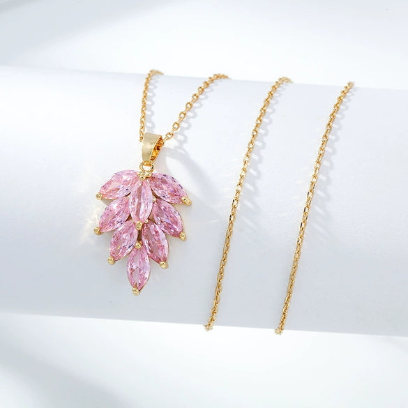 Necklace Titanium Steel Copper Inlaid Zircon Geometric Vacuum Plating Fashion