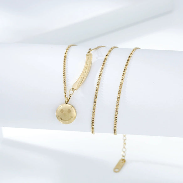 Necklace Titanium Steel Copper Inlaid Zircon Geometric Vacuum Plating Fashion