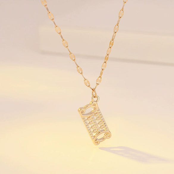 Necklace Titanium Steel Copper Inlaid Zircon Geometric Vacuum Plating Fashion