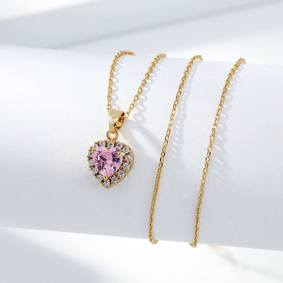 Necklace Titanium Steel Copper Inlaid Zircon Geometric Vacuum Plating Fashion