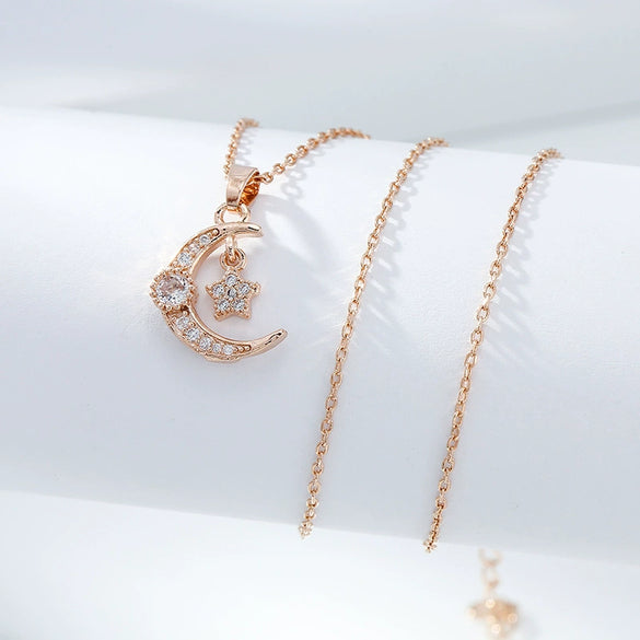 Necklace Titanium Steel Copper Inlaid Zircon Geometric Vacuum Plating Fashion