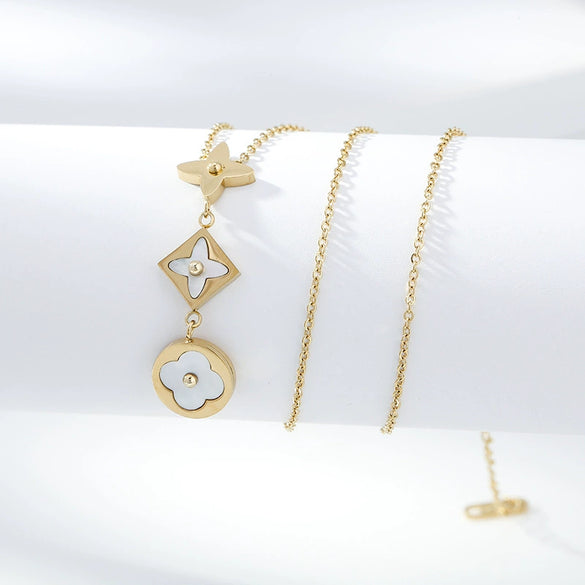 Necklace Titanium Steel Copper Inlaid Zircon Geometric Vacuum Plating Fashion