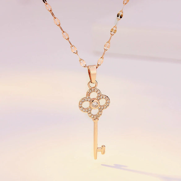 Necklace Titanium Steel Copper Inlaid Zircon Geometric Vacuum Plating Fashion