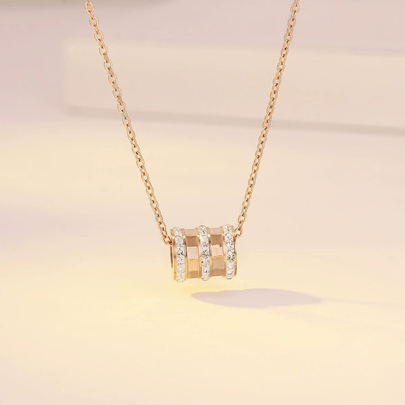 Necklace Titanium Steel Copper Inlaid Zircon Geometric Vacuum Plating Fashion