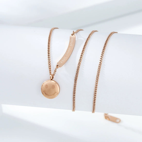 Necklace Titanium Steel Copper Inlaid Zircon Geometric Vacuum Plating Fashion