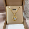 Necklace Titanium Steel Copper Love Heart Crown Geometric Cartoon Style Set With Diamonds Unisex