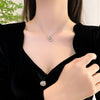 Necklace Titanium Steel Copper Microinlaid Diamond Double Ring Geometric Light Luxury Design For Women