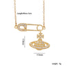 Necklace Titanium Steel Copper Mixed Gemstone Inlay Geometric Saturn Electroplating Light Luxury Style Women's
