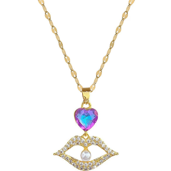 Necklace Titanium Steel Copper Pearl Geometric Light Luxury Elegant