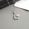 Necklace Titanium Steel Copper Pink Flower Butterfly Hollow Bow Electroplating Design For Women