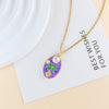 Necklace Titanium Steel Copper Real Gold Plated Oil Painting Tulip Geometric Sweet Style Cross Chain