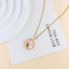Necklace Titanium Steel Copper Real Gold Plated Oil Painting Tulip Geometric Sweet Style Cross Chain