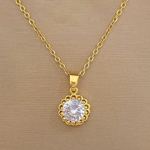 Necklace Titanium Steel Copper Stainless Steel Geometric Hollow Zircon