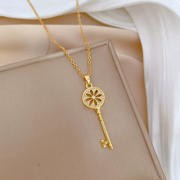 Necklace Titanium Steel Copper Stainless Steel Sunflower Geometric Style