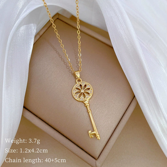 Necklace Titanium Steel Copper Stainless Steel Sunflower Geometric Style