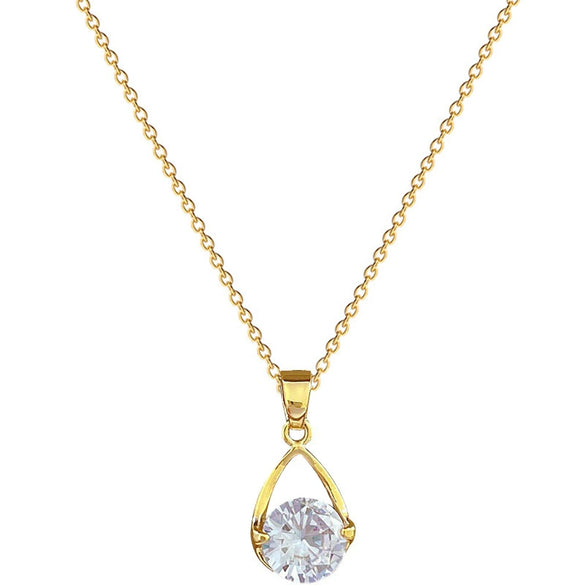 Necklace Titanium Steel Copper Water Drop Zircon Geometric Style